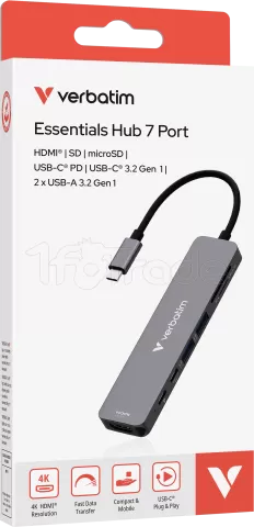 Photo de Hub USB-C 3.2 Verbatim Essentials - 7 ports (Gris)