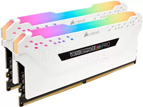 Photo de Kit Barrettes mémoire 16Go (2x8Go) DIMM DDR4 Corsair Vengeance Pro RGB  3000Mhz (Blanc)