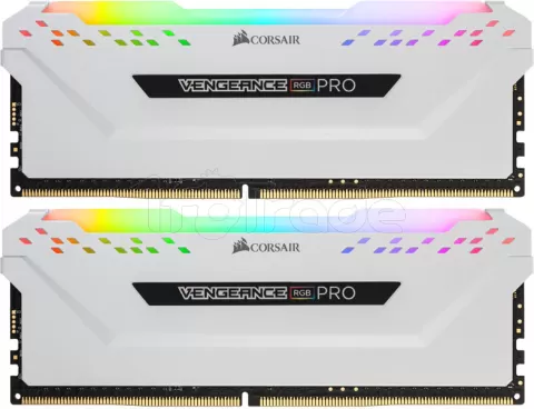 Photo de Kit Barrettes mémoire 16Go (2x8Go) DIMM DDR4 Corsair Vengeance Pro RGB  3000Mhz (Blanc)