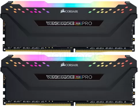 Photo de Kit Barrettes mémoire 16Go (2x8Go) DIMM DDR4 Corsair Vengeance Pro RGB  3000Mhz (Noir)