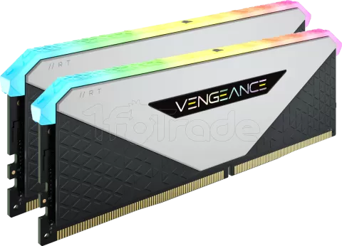 Photo de Kit Barrettes mémoire 16Go (2x8Go) DIMM DDR4 Corsair Vengeance RT RGB  3600Mhz (Noir/Blanc)