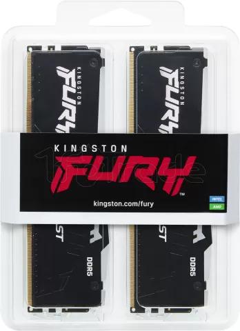 Photo de Kit Barrettes mémoire 16Go (2x8Go) DIMM DDR5 Kingston Fury Beast RGB 6000MHz (Noir) CL36