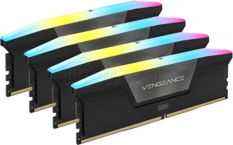 Photo de Kit Barrettes mémoire 192Go (4x48Go) DIMM DDR5 Corsair Vengeance RGB  5200MHz (Noir)