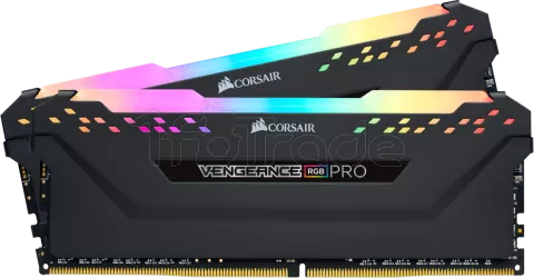 Photo de Kit Barrettes mémoire 32Go (2x16Go) DIMM DDR4 Corsair Vengeance Pro RGB  3600Mhz (Noir)