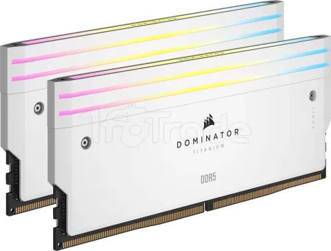 Photo de Kit Barrettes mémoire 32Go (2x16Go) DIMM DDR5 Corsair Dominator Titanium RGB  6400MHz (Blanc)