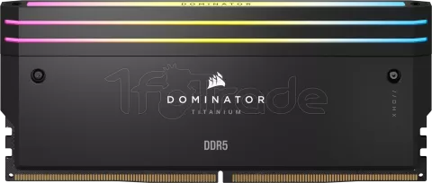 Photo de Kit Barrettes mémoire 32Go (2x16Go) DIMM DDR5 Corsair Dominator Titanium RGB 6400MHz (Noir)