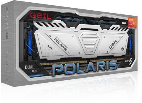 Photo de Kit Barrettes mémoire 32Go (2x16Go) DIMM DDR5 GeIL Polaris 5200Mhz (Noir)