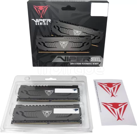 Photo de Kit Barrettes mémoire 64Go (2x32Go) DIMM DDR4 Patriot Viper Steel  3600Mhz (Noir)