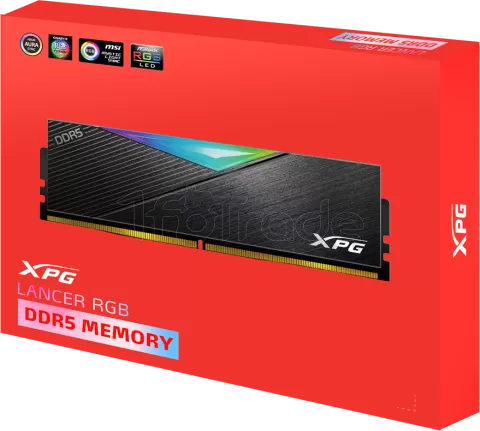 Photo de Kit Barrettes mémoire 64Go (2x32Go) DIMM DDR5 Adata XPG Lancer RGB  6400MHz (Noir)