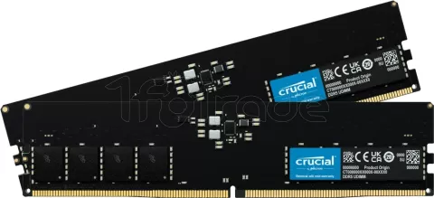 Photo de Kit Barrettes mémoire 64Go (2x32Go) DIMM DDR5 Crucial Classic 5600MHz (Noir)