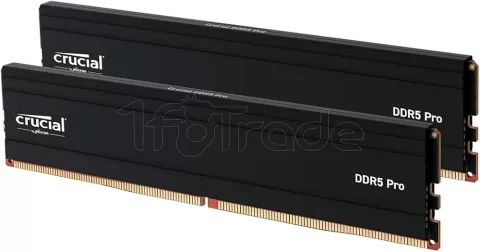 Photo de Kit Barrettes mémoire 64Go (2x32Go) DIMM DDR5 Crucial Pro 5600MHz (Noir)