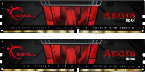 Photo de Kit Barrettes mémoire 8Go (2x4Go) DIMM DDR4 G.Skill Aegis  2400Mhz (Noir et Rouge)