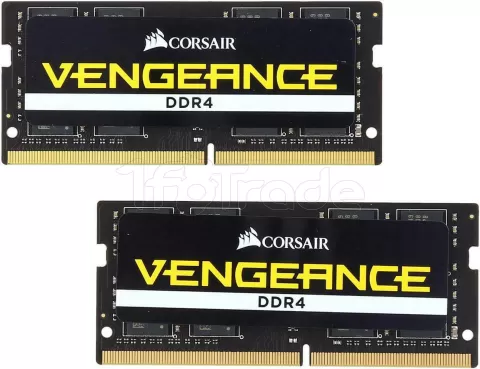 Photo de Kit Barrettes mémoire SODIMM DDR4 Corsair Vengeance  2667Mhz 32Go (2x16Go) (Noir)