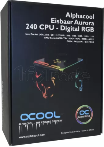 Photo de Kit Watercooling AIO Alphacool Eisbaer Aurora RGB - 240mm (Noir)