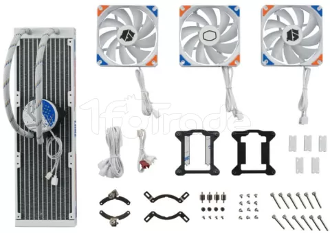 Photo de Kit Watercooling AIO Cooler Master MasterLiquid L Core Street Fighter 6 RGB - 360mm (Blanc/Bleu/Orange)