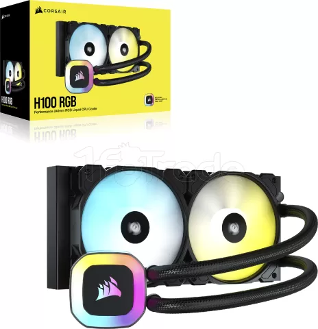 Photo de Kit Watercooling AIO Corsair H100 RGB - 240mm (Noir)