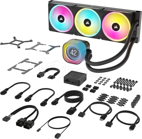 Photo de Kit Watercooling AIO Corsair iCue Link H150i LCD RGB - 360mm (Noir)