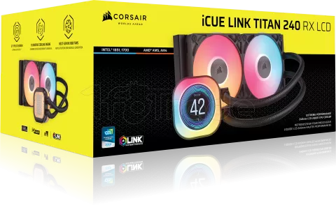 Photo de Kit Watercooling AIO Corsair iCue Link Titan RX LCD RGB - 240mm (Noir)