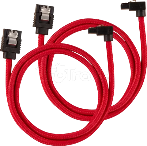 Photo de Lot de 2 Nappes S-ATA Corsair Premium coudé 90° 60cm (Rouge)