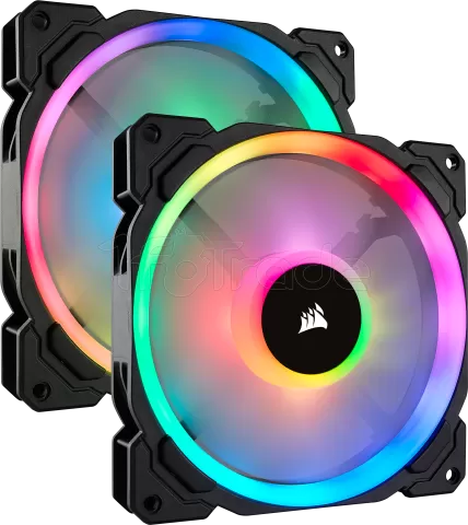 Photo de Lot de 2 Ventilateurs de boitier Corsair Dual Light Loop LL140 RGB - 14cm (Noir)