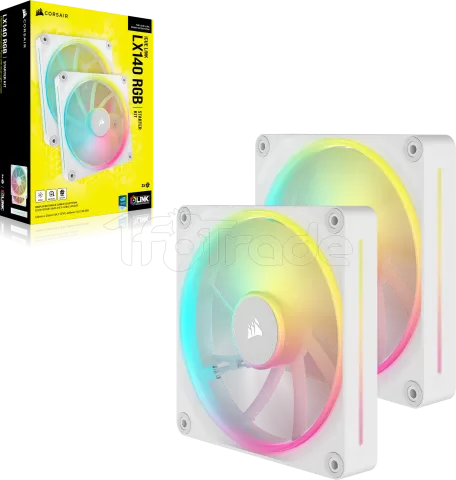 Photo de Lot de 2 Ventilateurs de boitier Corsair iCue Link LX RGB - 14cm (Blanc)