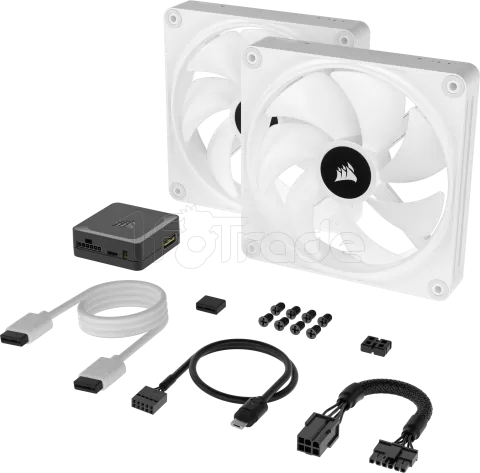 Photo de Lot de 2 Ventilateurs de boitier Corsair iCue Link QX RGB - 14cm (Blanc)