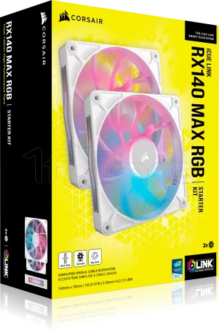 Photo de Lot de 2 Ventilateurs de boitier Corsair iCue Link RX Max RGB - 14cm (Blanc)