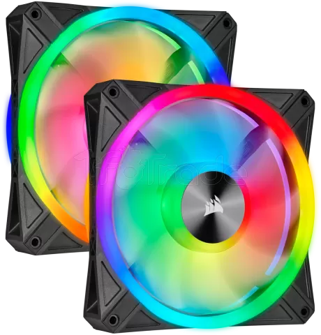 Photo de Lot de 2 Ventilateurs de boitier Corsair iCue QL140 PWM RGB 14cm (Noir)