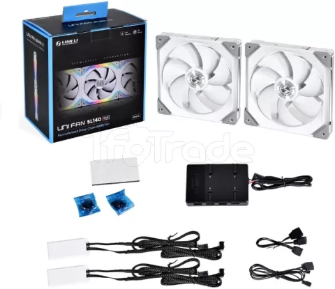 Photo de Lot de 2 Ventilateurs de boitier Lian Li SL RGB - 14cm (Blanc)