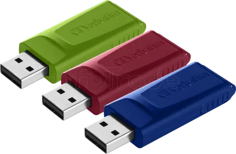 Photo de Lot de 3 Clés USB 2.0 Verbatim Slider - 16Go (Rouge/Bleu/Vert)