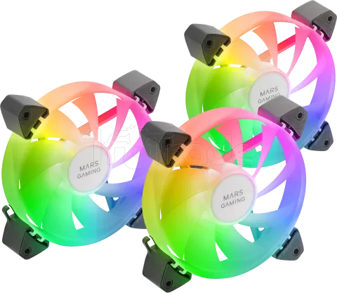 Photo de Lot de 3 Ventilateurs boitier Mars Gaming MF-3A RGB - 12cm (Noir)