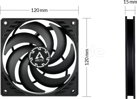 Photo de Lot de 3 Ventilateurs de boitier Arctic P12 Slim PST - 12cm (Noir)