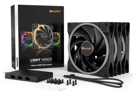 Photo de Lot de 3 Ventilateurs de boitier be quiet! Light Wings High Speed RGB - 14cm (Noir)