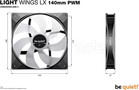 Photo de Lot de 3 Ventilateurs de boitier be quiet! Light Wings LX RGB - 14cm (Noir)