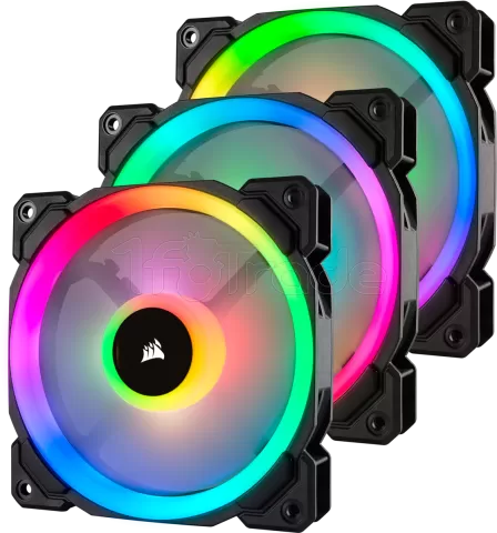 Photo de Lot de 3 Ventilateurs de boitier Corsair Dual Light Loop LL120 RGB - 12cm (Noir)