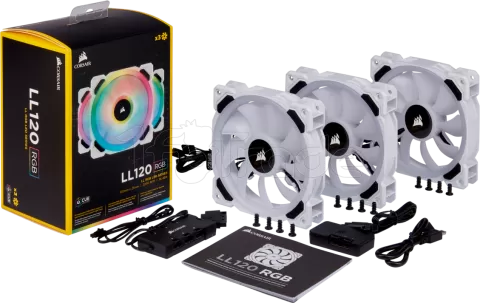 Photo de Lot de 3 Ventilateurs de boitier Corsair Dual Light Loop LL120 RGB - 12cm (Noir)