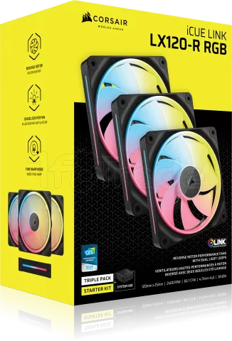 Photo de Lot de 3 Ventilateurs de boitier Corsair iCue Link LX-R RGB - 12cm (Noir)