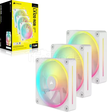 Photo de Lot de 3 Ventilateurs de boitier Corsair iCue Link LX RGB - 12cm (Blanc)