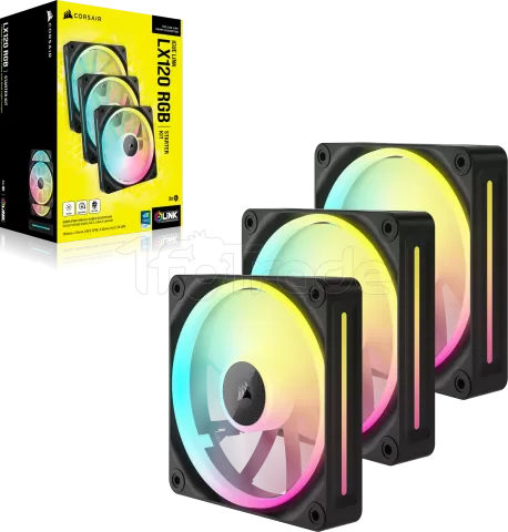 Photo de Lot de 3 Ventilateurs de boitier Corsair iCue Link LX RGB - 12cm (Noir)