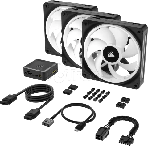 Photo de Lot de 3 Ventilateurs de boitier Corsair iCue Link QX RGB - 12cm (Noir)