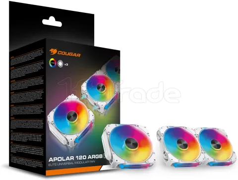 Photo de Lot de 3 Ventilateurs de boitier Cougar Apolar RGB - 12cm (Blanc)