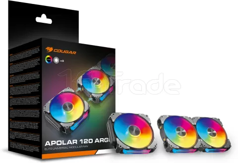 Photo de Lot de 3 Ventilateurs de boitier Cougar Apolar RGB - 12cm (Noir)