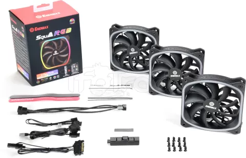 Photo de Lot de 3 Ventilateurs de boitier Enermax SquA RGB - 120mm (Noir)