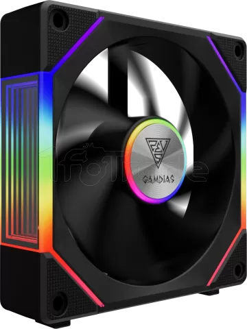 Photo de Lot de 3 Ventilateurs de boitier Gamdias Aeolus P2 RGB - 12cm (Noir)