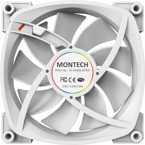 Photo de Lot de 3 Ventilateurs de boitier Montech AX120 RGB - 12cm (Blanc)