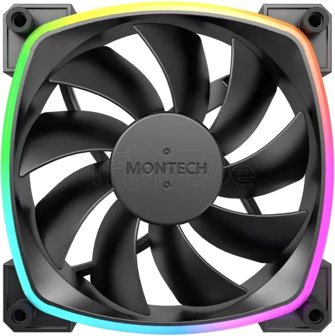 Photo de Lot de 3 Ventilateurs de boitier Montech AX120 RGB - 12cm (Noir)