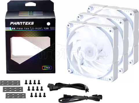 Photo de Lot de 3 Ventilateurs de boitier Phanteks PH-F120 SK RGB 12cm (Blanc)