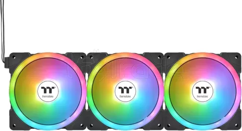 Photo de Lot de 3 Ventilateurs de boitier Thermaltake SwaFan EX RGB - 14cm (Noir)