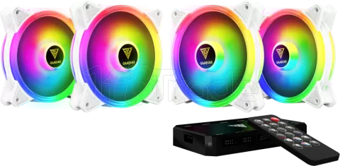 Photo de Lot de 4 Ventilateurs de boitier Gamdias Aeolus M2 RGB 12cm (Blanc)