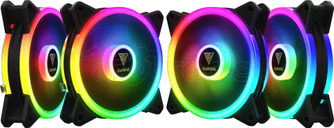 Photo de Lot de 4 Ventilateurs de boitier Gamdias Aeolus M2 RGB 12cm (Noir)